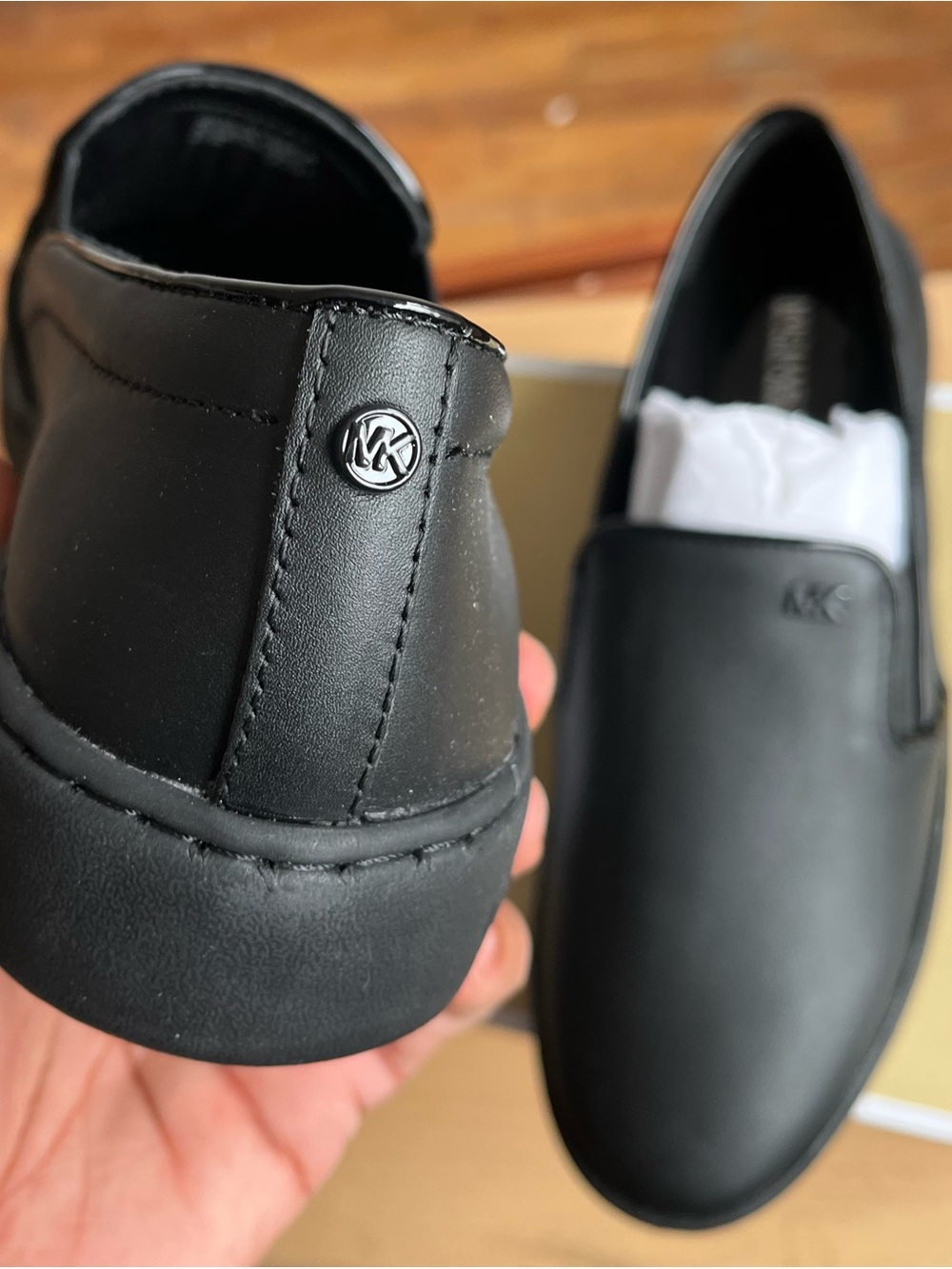 Michael Kors Keaton Black Leather Slip-On Loafers 9.5 - Picture 7 of 11